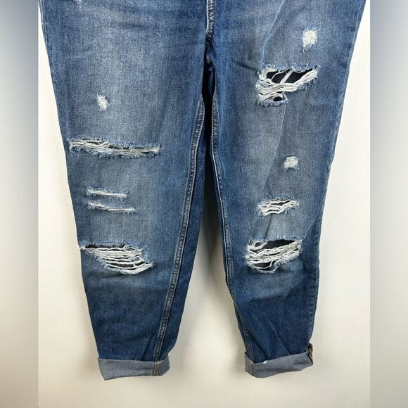 H&M High Waist Mom Jeans Distressed Ankle length Button Fly Size 4 New - Picture 3 of 8